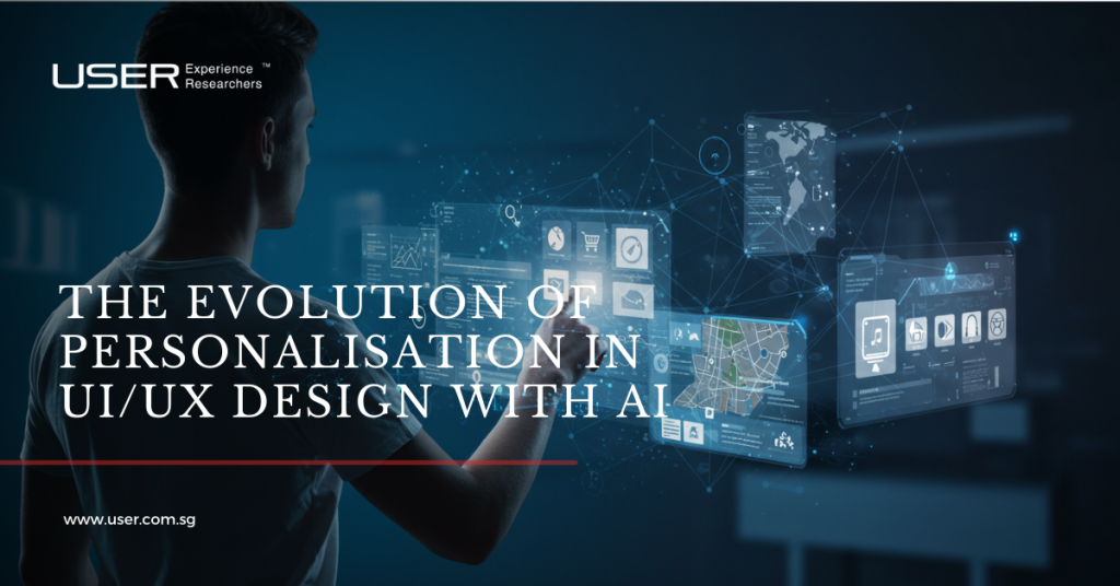 A person is interacting with adaptive UI/UX design with AI